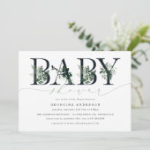 Groene baby shower uitnodiging (Staand voorkant)