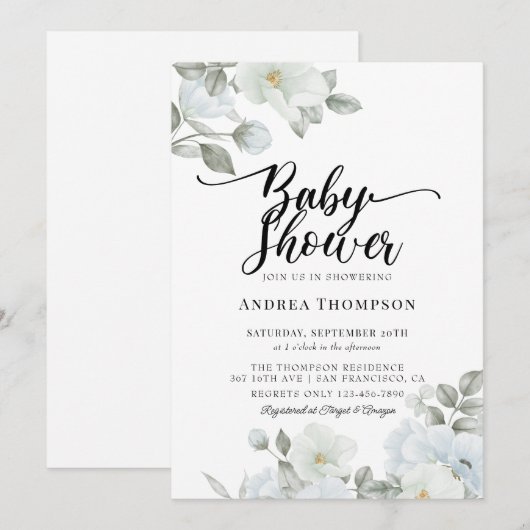 Groene baby shower uitnodigingen (Voorkant / Achterkant)