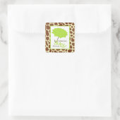Groene Baby showers paraplu & Giraffe Print Vierkante Sticker (Tas)