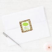 Groene Baby showers paraplu & Giraffe Print Vierkante Sticker (Envelop)