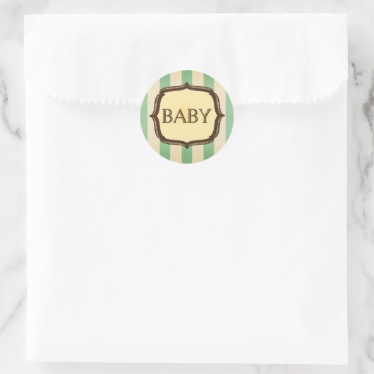 Groene Baby showers Sticker - Strepen (Tas)