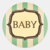 Groene Baby showers Sticker -  Strepen (Voorkant)
