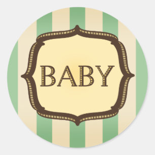 Groene Baby showers Sticker -  Strepen
