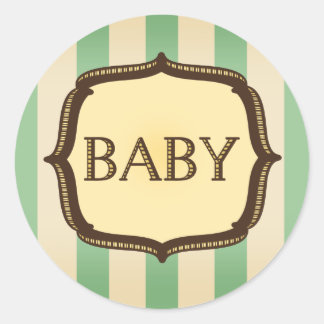 Groene Baby showers Sticker - Strepen