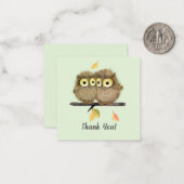 Groene Baby Uilen bedankbriefjes Notitiekaartje (Voorkant / Achterkant in situ)