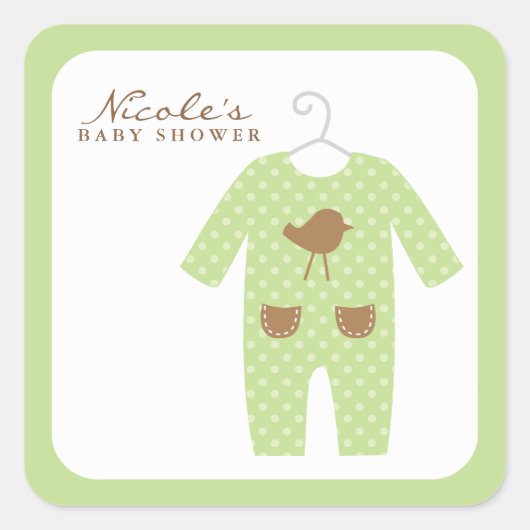 Groene Baby Vierkante Sticker (Voorkant)
