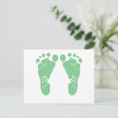 Groene baby voetafdrukken briefkaart (Staand voorkant)