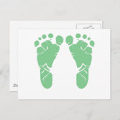 Groene baby voetafdrukken briefkaart (Voorkant / Achterkant)