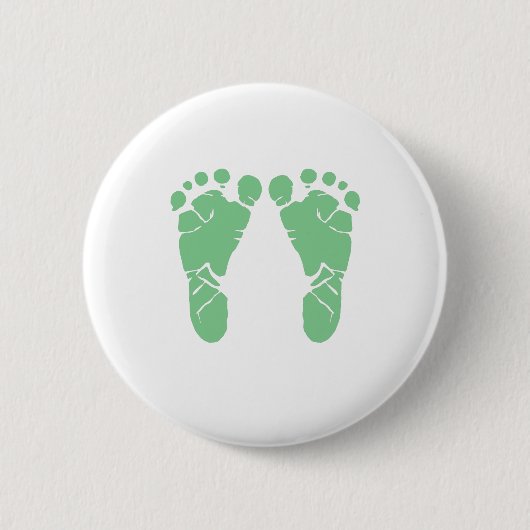 Groene baby voetafdrukken ronde button 5,7 cm (Voorkant)