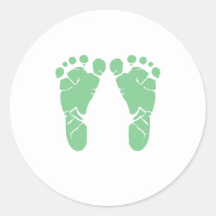 Groene baby voetafdrukken ronde sticker
