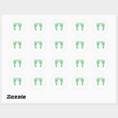 Groene baby voetafdrukken ronde sticker (Vel)