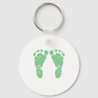 Groene baby voetafdrukken sleutelhanger