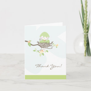 Groene Baby vogel in het nest dank u kaart