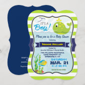 Groene Baby Whale, Jongen Baby shower Uitnodiging (Voorkant / Achterkant)