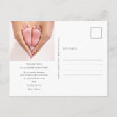 Groene babyfoto geboorteaankondiging dank je briefkaart (Achterkant)