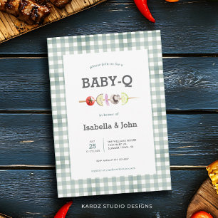 Groene BabyQ Koppel Baby Shower Uitnodiging
