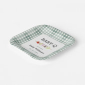 Groene Babyque BBQ Paar Baby shower Papieren Bordje (Gebogen)