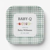Groene Babyque BBQ Paar Baby shower Papieren Bordje (Voorkant)