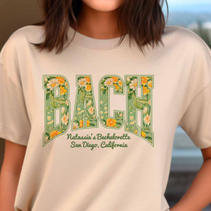 Groene BACH Bloemige Retro Varsity Bruidsmeisje T-shirt