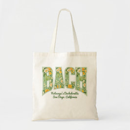 Groene BACH Retro Bloemrijke Bruidsmeisjes Varsity Tote Bag