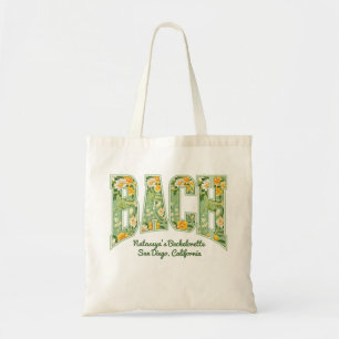 Groene BACH Retro Bloemrijke Bruidsmeisjes Varsity Tote Bag