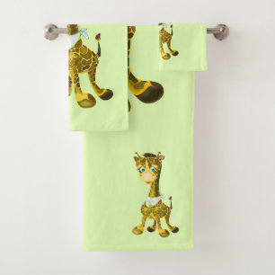 Groene badhanddoekset Baby Giraffe - Kies kleur Bad Handdoek