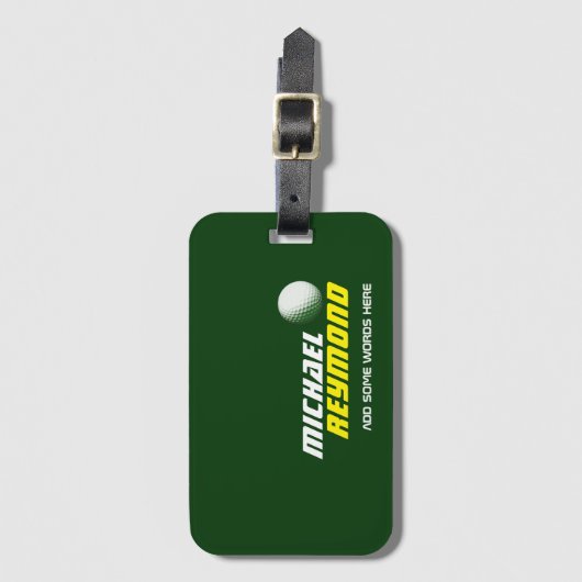 Groene bagage met golfnaam bagagelabel (Voorkant (verticaal))