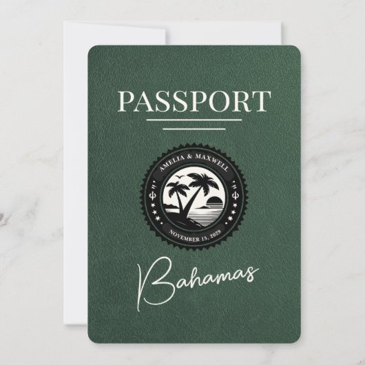 Groene Bahama's Paspoort Uitnodiging voor het Huwe (Achterkant)