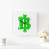 GROENE BAHT SIGN ฿ Thaise ฿ Vierkante Klok (Huis)