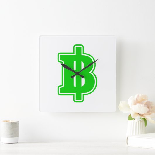 GROENE BAHT SIGN ฿ Thaise ฿ Vierkante Klok (Huis)