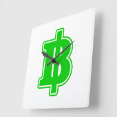 GROENE BAHT SIGN ฿ Thaise ฿ Vierkante Klok (Hoek)