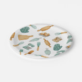 Groene bakker bakgereedschap patroon papieren bordje (Gekanteld)