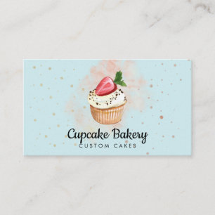 Groene bakker pastry waterverf aardbei cupcakes visitekaartje