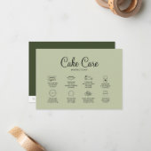 Groene Bakkerij Cake Care Instructie Kaart Notitiekaartje (Voorkant / Achterkant in situ)