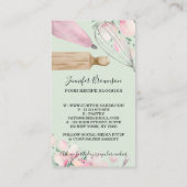 Groene bakkerij Pastry Chef Roze Flowers Boho Visitekaartje (Achterkant)