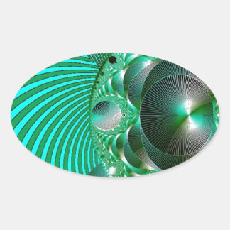 GROENE BAL ABSTRACT MANDELBOT OVALE STICKER