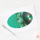 GROENE BAL ABSTRACT MANDELBOT OVALE STICKER (Envelop)