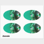 GROENE BAL ABSTRACT MANDELBOT OVALE STICKER (Vel)