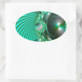 GROENE BAL ABSTRACT MANDELBOT OVALE STICKER (Tas)