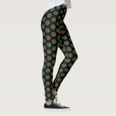 Groene Bali Stijl Evil Gargoyle Open Mond Tong Leggings (Rechts)