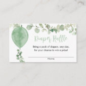 Groene ballon eucalyptus baby shower luierloterij informatiekaartje (Voorkant)