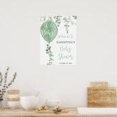 Groene ballon eucalyptus baby shower welkomstteken poster (Keuken)