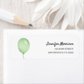 Groene ballon Genderneutraal Baby shower Adres Etiket (Insitu)