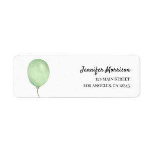 Groene ballon Genderneutraal Baby shower Adres Etiket