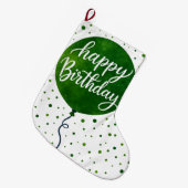 Groene ballon Happy Birthday Design Grote Kerstsok (Voorkant (Hangend))