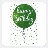 Groene ballon Happy Birthday Design Vierkante Sticker (Voorkant)