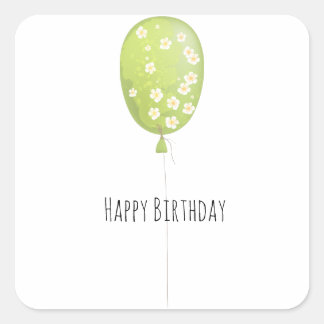 Groene ballonminimalistische verjaardag vierkante sticker