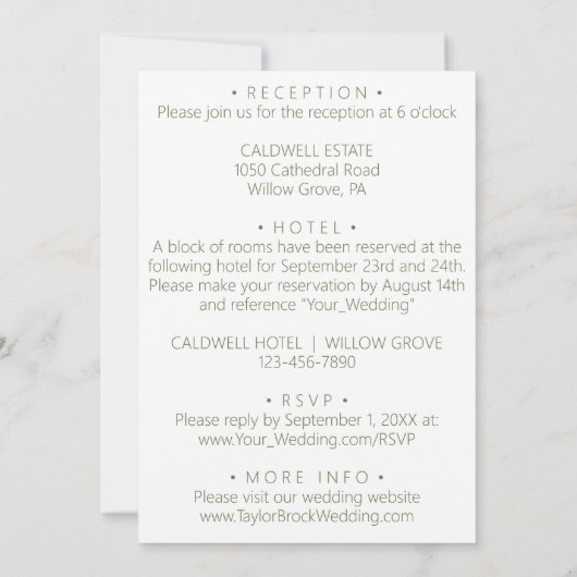 Groene ballonnen. Elegant bruiloft Uitnodiging (Achterkant)