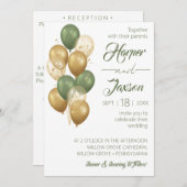 Groene ballonnen. Elegant bruiloft Uitnodiging (Voorkant / Achterkant)