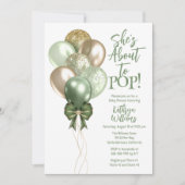Groene ballonnen Ze staat op het punt om Baby show Kaart (Voorkant)